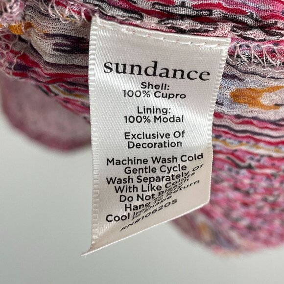 Sundance Womens Petite XL Blouse Gemini Top Berry Pink Button Down Sheer Shirt - Picture 6 of 11